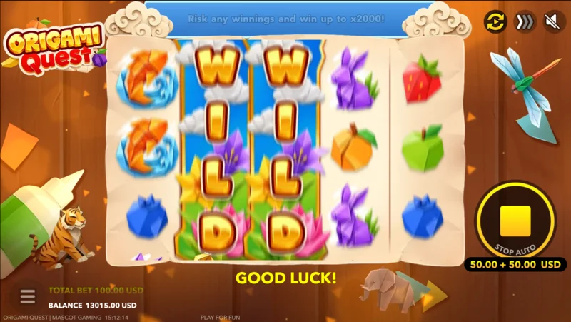 Origami Quest - ganancia con carrete Wild pegajoso